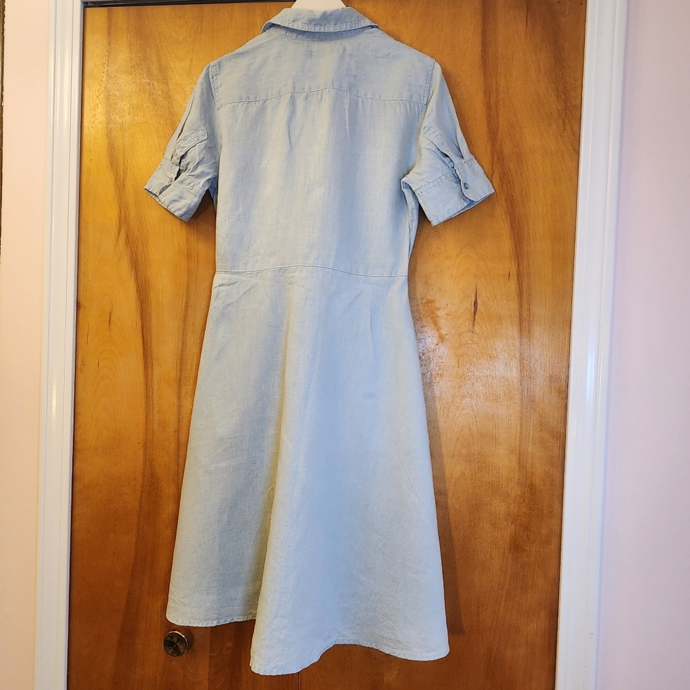 Lauren Ralph Lauren Women's Wakana Dress in Light Blue Linen, Size 2, $185 - Picture 6 of 16